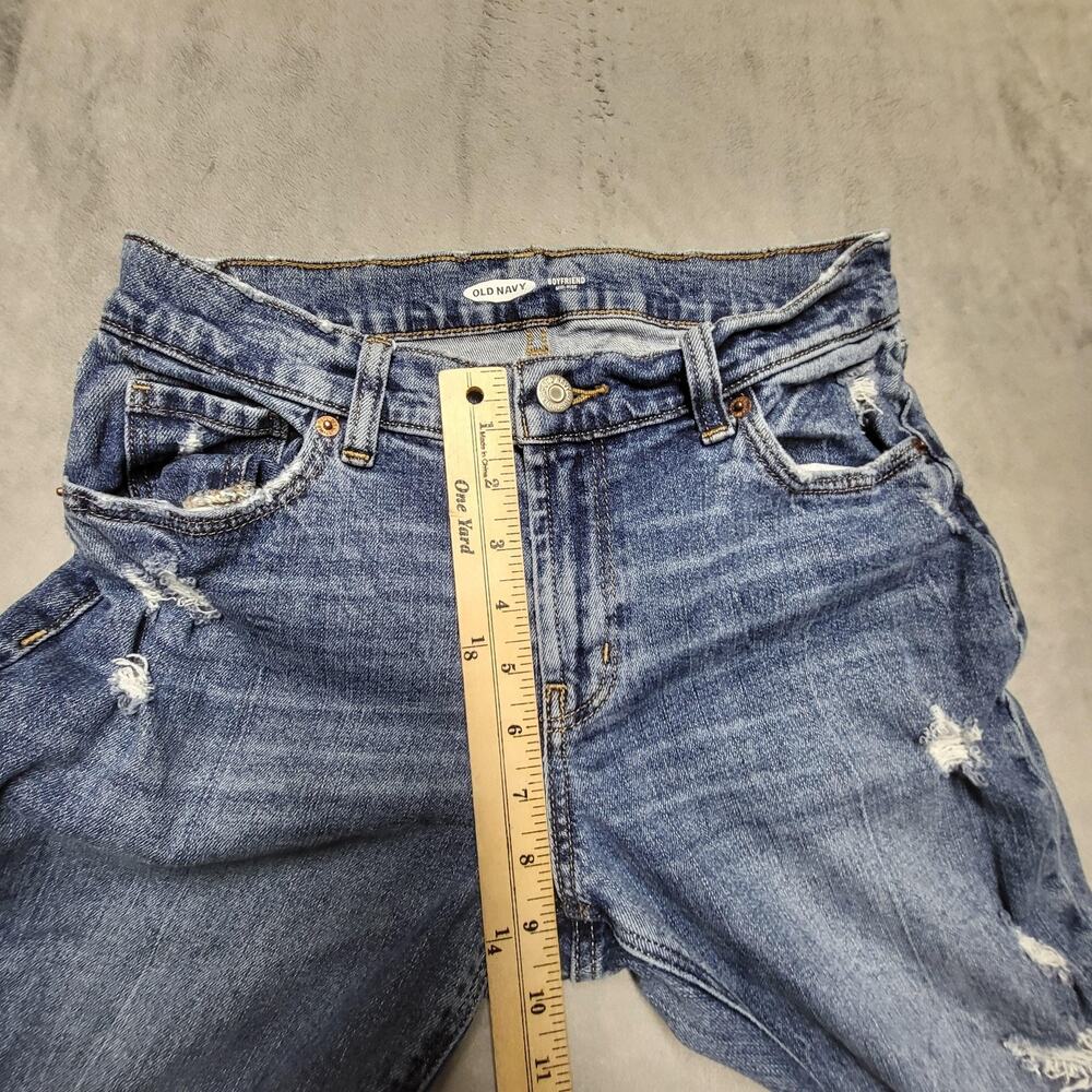 Old Navy Jeans Womens 10 Blue Boyfriend Mid Rise Distressed 5-Pocket Stretch - Picture 7 of 10